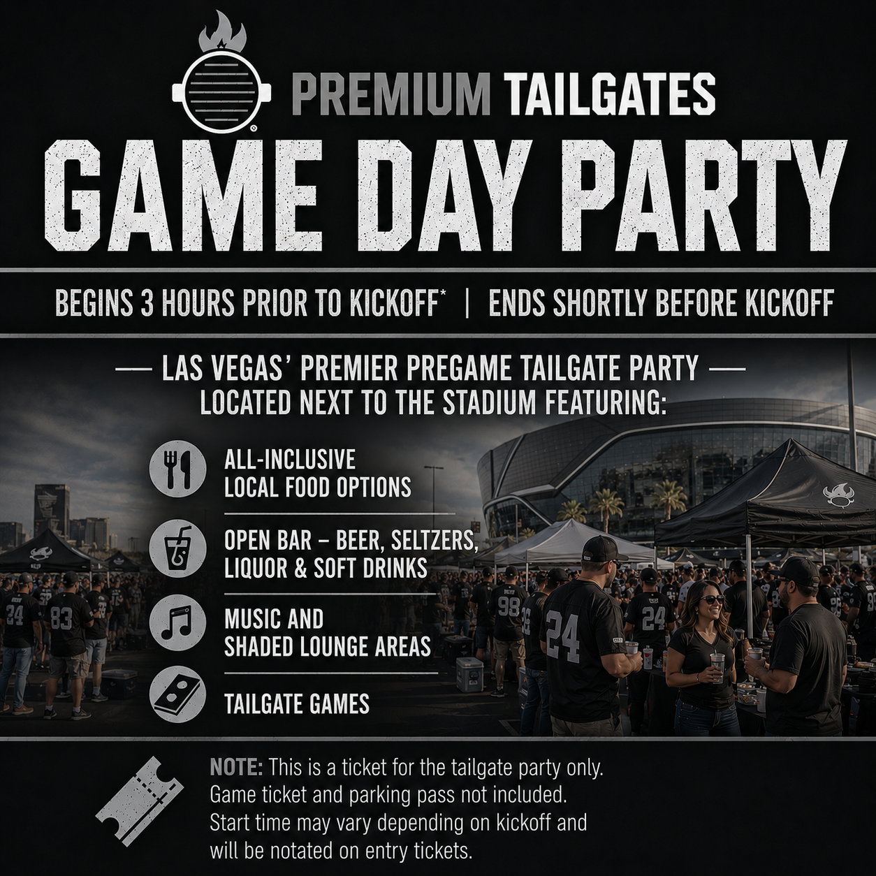 Premium Tailgate Party: Las Vegas Raiders vs. Buffalo Bills